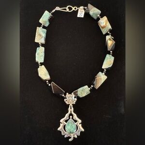 NWOT Black & Green Agate Necklace with Pendant